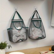 Resim 2 Adet Büyük Kapasiteli Polyester Depolama Çantaları, Yeniden Kullanılabilir Geçişler & Ergonomik Saplar - Mutfak Kiler Organizasyonu için Şeffaf Ağ Tasarımı, Yerden Tasarruf Sağlayan Dolap Saklama, Dayanıklı Katlanabilir Çanta Düzenleyiciler, Mutfak Düzenleyiciler, Katlanabilir Tasarım, Sağlam Saplar, Ev Organizasyonu, Güçlendirilmiş Dikiş, Çok Amaçlı Organizer, Küçük Alan Yaşamı 