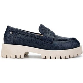 Resim Tamer Tanca Kadın Hakiki Deri Lacivert Loafer Ayakkabı 1054 04 Bn Ayk Sk24-25 Lacı Fltr Lacivert 
