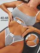 Resim Ponomaro Küpe Desenli Cute Stringi Ve Usunsulu İç Çamaşırı Takımı 355482376 Gri 