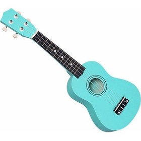 Resim Soprano Boy Turkuaz Mavi Gül Klavyeli Ukulele 