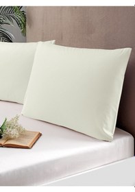 Resim Pierre Cardin 2'li Pamuk Saten Yastık Kılıfı Krem 