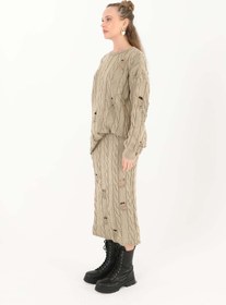 Resim Soul Triko Tunik - 32036TUN - BEIGE 