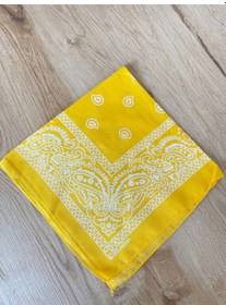 Resim Pamuklu Klasik Desen Unisex 2li Bandana Seti Renkli Bandana Etnik Desenli A Kalite Bandana Açık Sarı 