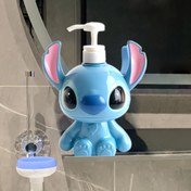 Resim 1 adet, Disney Stitch Büyük Boş Şişe - Banyo/Sabun/El Yıkama/Losyon Dağıtıcısı için Sevimli Karakter Tasarımı, Banyo ve Mutfak Dekorasyonu için Plastik Malzeme, Cadılar Bayramı ve Noel için Mükemmel Hediye 