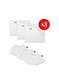 Resim Nice Polti-karcher Buharlı Temizleyici Uyumlu 3 Lastikli, 3 Büyük Düz Havlu Bez Seti 6'lı Niceset M6 