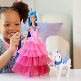 Resim Barbie Mavi Saçlı Prenses Bebek HRR16 
