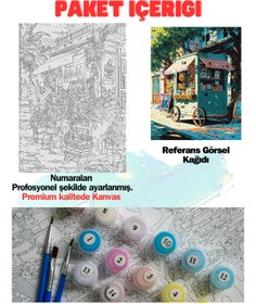 Resim Su'lepas Sayılarla Boyama Çerçeveli Hobi Seti Numaralı Tuval Fırça Boya Dahil Kasnaklı SOKAK SATICI 40X50 Cm 