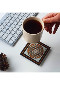 Resim Decorita Cam Bardak Altlığı Decorita Logolu 4'lü Takım 10 x 10 CM Çok Renkli 