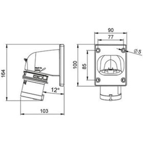 Resim Mete Enerji 406222V 5 x 32A. IP44 Makıne Fişı -Eğik- Vidalı Bağ. 