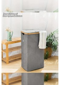 Resim 70 Lt Tek Bölmeli Bambu Kumaş Kirli Çamaşır Sepeti Joseph Model - Antrasit 
