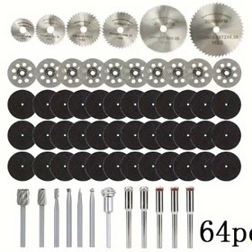 Resim 64 adet Mini Elmas Tekerlek Seti - Ahşap, Taş ve Metal için HSS Bıçaklar - Reçine Mandreler ve Aksesuarlarla Mükemmel Döner Ahşap İşleme Aracı 