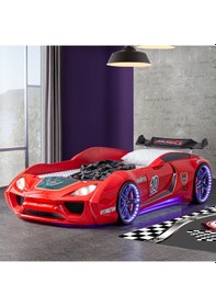 Resim Arabalı Yatak, Vento Cooper Rüzgarlıklı Full Ledli, Kırmızı 1 Adet Comfort Yatak 