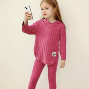 Resim Kızlar için İlkbahar ve Sonbahar Kıyafeti, Kapüşonlu, Uzun Kollu ve 3/4 Pantolonlu 2 Parça Takım, Genç Çocuklar için Şık Giyim, Dış Mekan için 