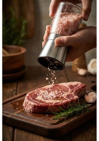 Resim Şeffaf Cam Tuz Ve Karabiber Değirmeni & Paslanmaz Çelik Ayarlanabilir Öğütücü 13 Cm Şeffaf 