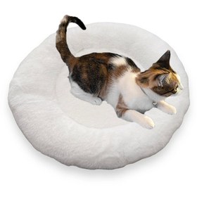 Resim 3EGROUP Yumusak Tuylu Pelus Yuvarlak Evcil Hayvan Kedi Yatagi Minder 50Cm Beyaz 