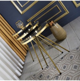 Resim Zigon Sehpa 3'Lü Altın Metal Ayak Bendir Altın 