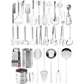 Resim Selenica Paslanmaz Çelik Çeyiz Seti Pratik Mutfak Araç Gereçleri Servis Maşa Çeşitleri 