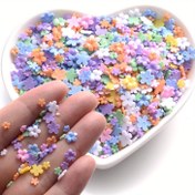 Resim 500 adet 3mm Akrilik Beş Yapraklı Çiçek Süslemeleri Tırnak Sanatı & Scrapbooking Dekoru için 