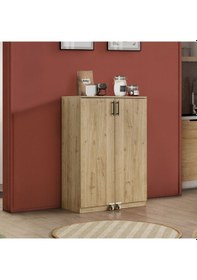 Resim Kiler, Blesk 2 Kapaklı Küçük Erzak Kiler Mutfak Dolabı Ceviz A 