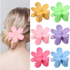 Resim Neevoyu Büyük Boy Çiçek Desenli Saç Kapağı Kadınlar İçin Arkadan Tutucu Saç Aksesuarı 6 Renk Seçenekli: Sarı, Yeşil, Pembe, Mor, Kırmızı, Mavi Vb. 