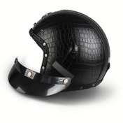 Resim Retro üç çeyrek yarım erkek ve kadın için her mevsim motosiklet 