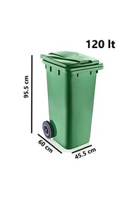 Resim Omnipazar Sy-6506 Eko Tekerlekli Kapaklı Plastik Çöp Konteyneri 120 Lt Yeşil 