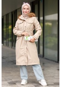 Resim Leon Seyyar Kapüşonlu Mont 594 - Taş 