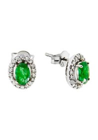 Resim 0,24 Ct Zümrüt Pırlanta Küpe 