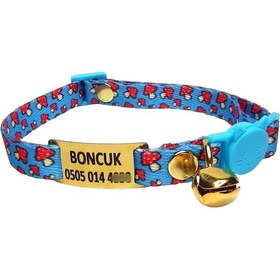 Resim Ayz Markalama Güvenlik Kilitli İsimli Kedi Tasması 