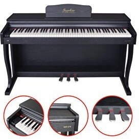 Resim Jwin Sapphire SDP-215B Çekiç Aksiyonlu Siyah Dijital Piyano - Tabure - Kulaklık 