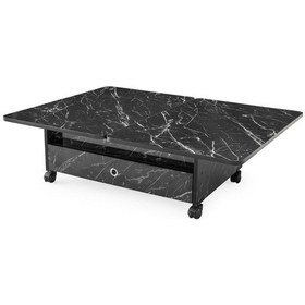 Resim Zerenland 61 Tekerlekli Akıllı Sehpa, Sihirli Sehpa, 6 Boyutlu Sehpa 90x60cm Siyah Mermer 