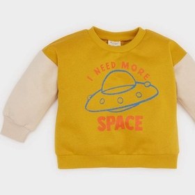 Resim DeFacto Erkek Bebek Bisiklet Yaka İçi Yumuşak Tüylü Baskılı Sweatshirt D6755A524WNYL64 Sarı 