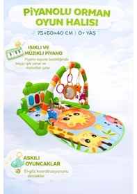 Resim Piyanolu Orman Desenli Bebek Oyun Halısı 0+ Ay, Hayvan Figürlü Işıklı ve Müzikli Gelişim Matı 