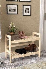 Resim aden home senin evin senin dünyan Dekoratif Ahşap Ayakkabılık, Çok Amaçlı Ahşap Raf, Dolap, 2 Katlı 