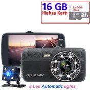 Resim Novatek Full Hd 1080p Türkçegece Görüşlü Araç Kamerası Nt88d+16 Gb Hafıza Kartı 