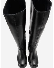 Resim Luvishoes Luvi Shoes Fros Siyah Cilt Hakiki Deri Kadın Kalın Topuklu Çizme Siyah 