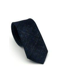 Resim Gaffy Mavi Kırcıl Desenli Lacivert Dokuma Kumaş Mendilli Slim Fit Kravat // Sdk-2610-2 Lacivert 