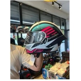 Resim Dnc Motor Aksesuar Wosen Güneş Gözlüklü Çene Açılır Kadın Motosiklet Kaskı Mor Renkli Modern Tasarım 