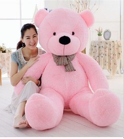 Resim 150 Cm Papyonlu Peluş Ayı-dev Boy, % 100 Yerli - Sevgiliye Özel Hediye Pembe 