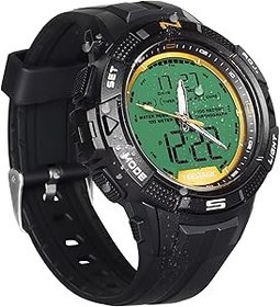 Resim TEKMAGIC Erkekler için sağlam spor saati, dijital ve analog göstergeli, 10 atmosferik baskı, su geçirmez, yüzme ve dalış için, alarm, kronometre, geri sayım, ikinci saat dilimi, takvim, Siyah 