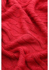 Resim Biocotton Triko Ponponlu Örgü Tv Battaniyesi - Kırmızı 