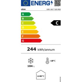 Resim Uğur Udd 165 T D/s R63 C Enerji Sınıfı 104 Lt Sandık Tipi Derin Dondurucu 