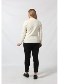 Resim Moda Berray Y6328 Fındık Örgü Detaylı Triko Kazak Krem 