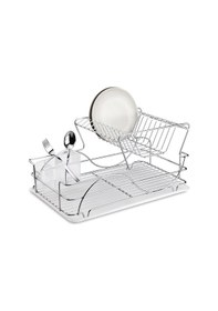 Resim İki Katlı Metal Bulaşık Sepeti 48 x 33 x 25 CM Krom 