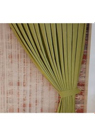 Resim Fıstık Yeşili Renk Fon Kadife Perde Çift Kanat 1/3 Sık Pileli Dikim V-19 Fıstık Yeşili 