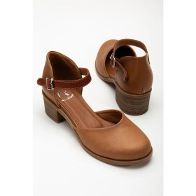 Resim Analin Shoes Kadın Deri Bilekten Bağlı Sandalet Kadın Deri Sandalet Taba 40 