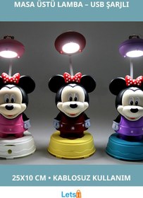 Resim Letsii Mickey Mouse Masa Üstü Lamba USB Şarjlı 25x10 cm 