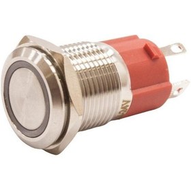 Resim Motorobit 16D-P1-E 16Mm Düz Yaylı Işıklı Metal Buton - Beyaz 