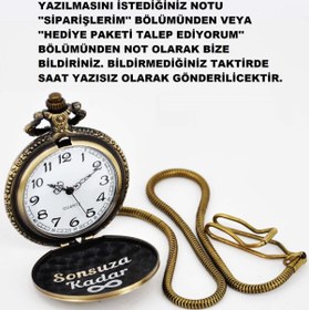 Resim storeay Kişiye Özel Köstekli Cep Saati Bakır Renk Erkeğe Babaya Hediyelik Cep Saati STA-C001 