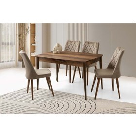 Resim Barok Ceviz Nova Sandalye 130+30 Milano Açılabilir Masa Takımı Barok Ceviz 